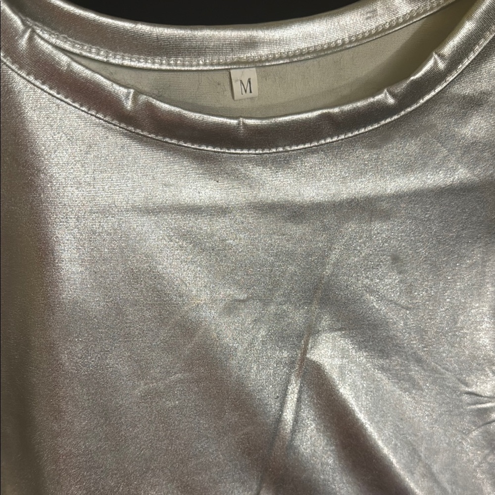 Source Unknown Silver Metallic Blouse